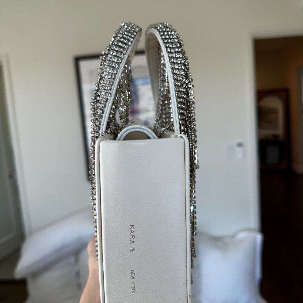 KARA crystal embellished white handle bag - Picture 3 of 14